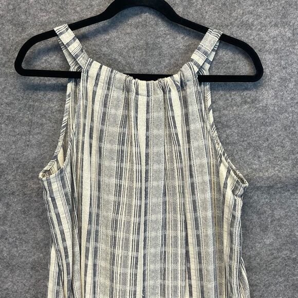 NWT HOPE AND HARLOW Shift Dress Women's Size 10 Pale Blue Cream Striped Halter - Picture 2 of 15